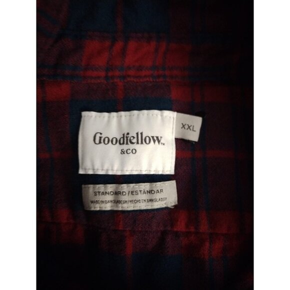 Mens Goodfellow & Co Plaid Flannel Shirt Red & Blue Button Front, Size XXL. - Picture 4 of 9